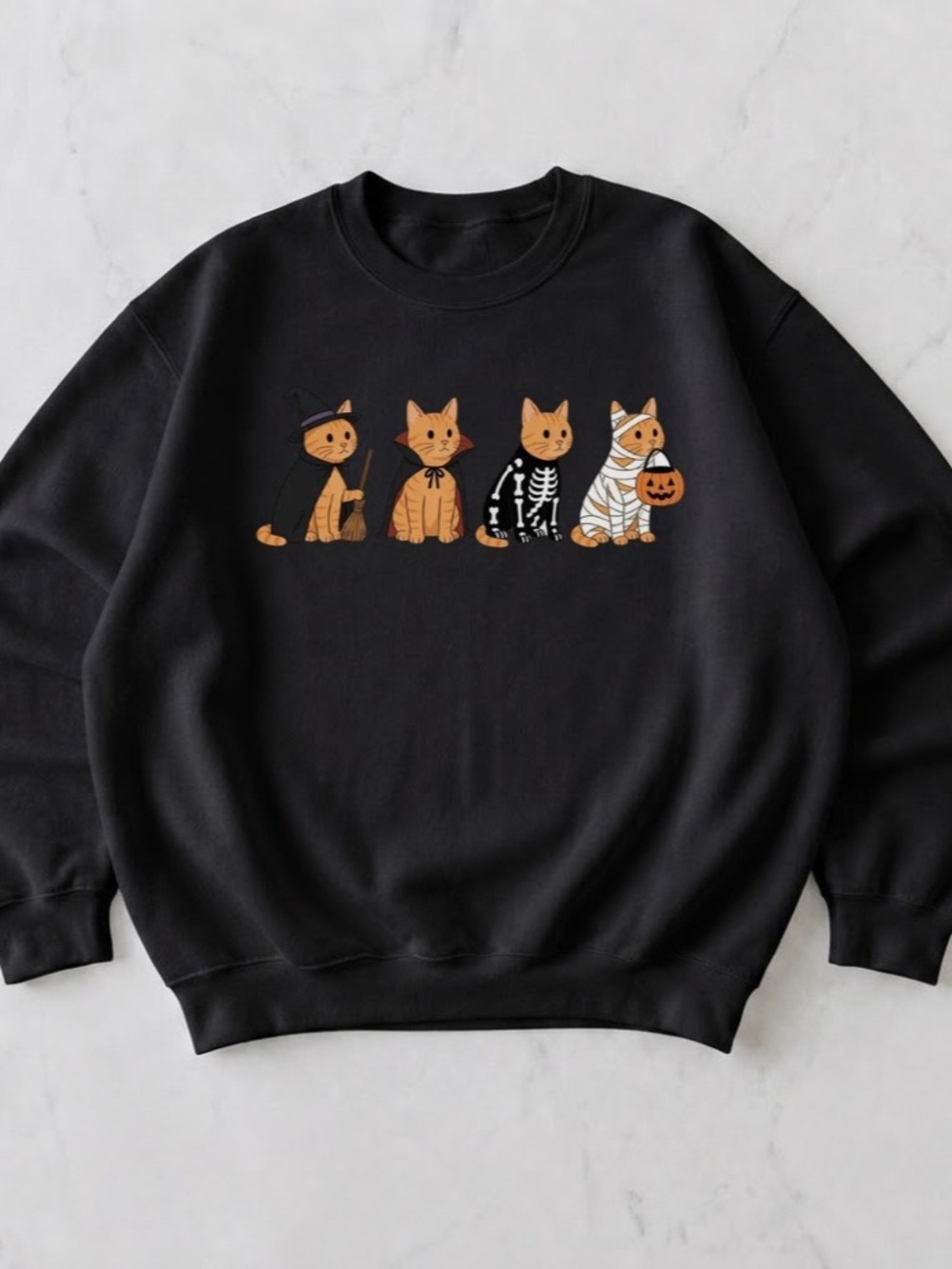 Halloween Cat Outfit Graphic Sweatshirt in Black Cat Meme Spooy Season